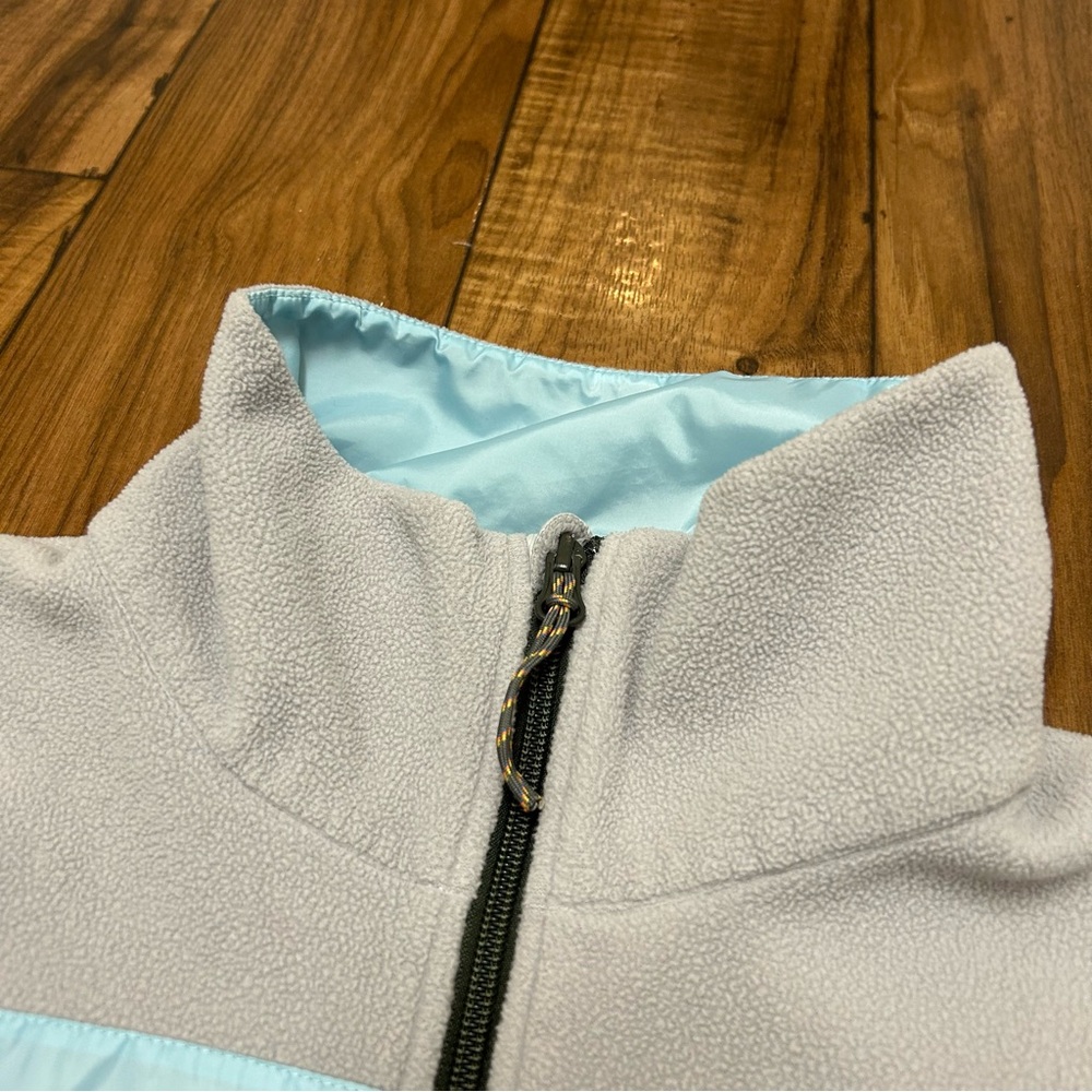 cotopaxi Light Gray Fleece Jacket with Blue, Orange & Pink Stripes - Picture 6 of 11